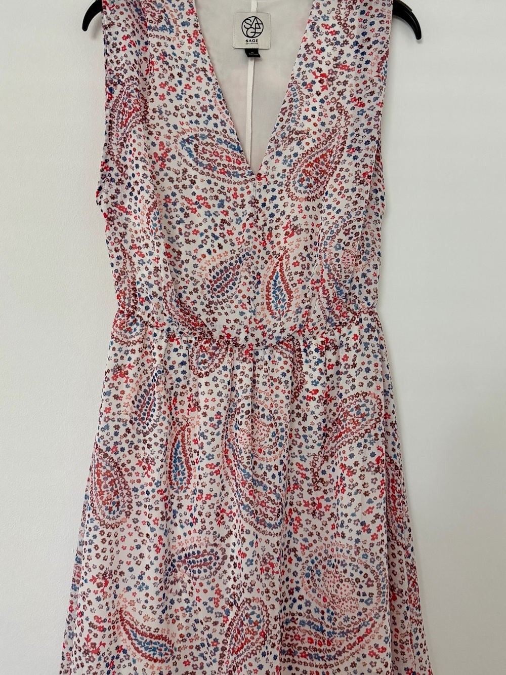 Sage White Paisley & Floral Sleeveless Midi Dress